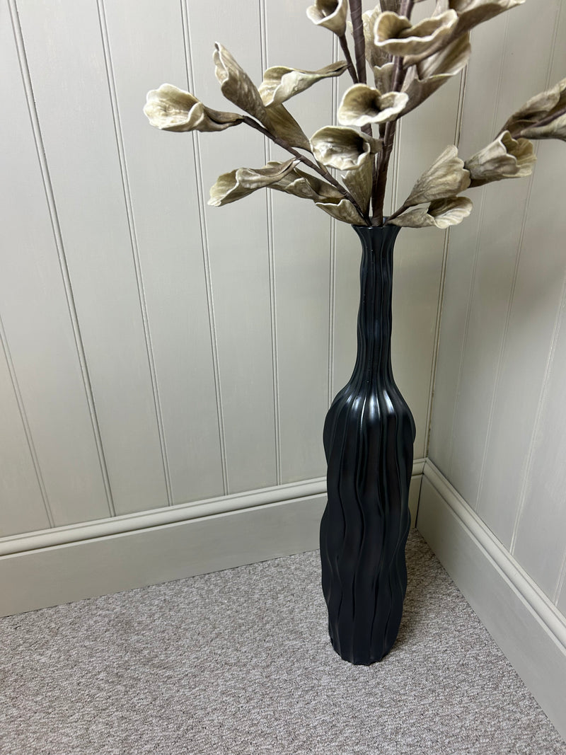 Tall gunmetal black textured tall slim vase 72cm