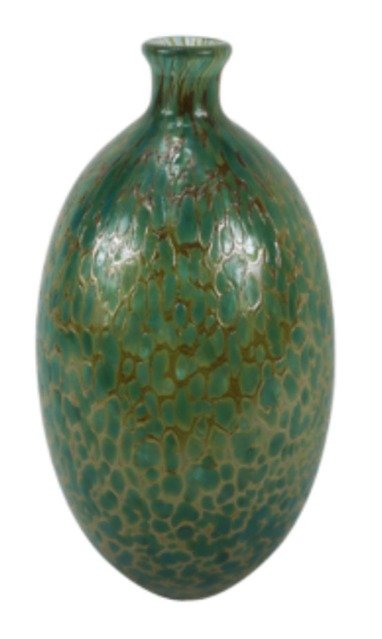 Chunky green brown blown glass vase printed 2 sizes