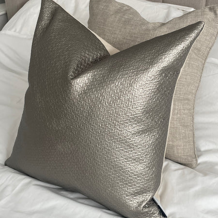 Bronze champagne metallic textured cushion