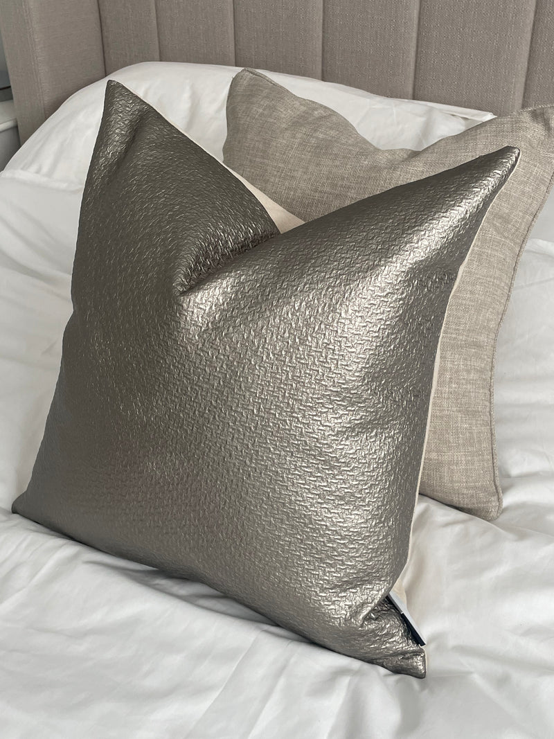 Bronze champagne metallic textured cushion