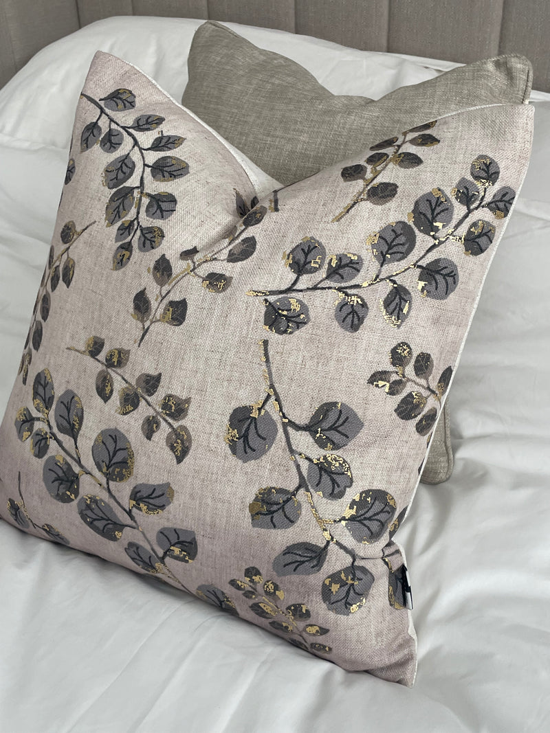 Gold leaf detail luxe cushion