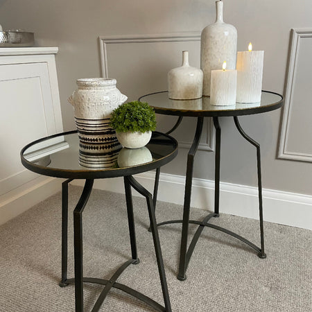 Antique Gold mirror top side table 2 sizes