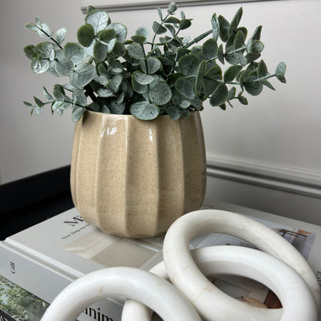 Ribbed Natural Tone Ceramic Plant Pots 4 colours
