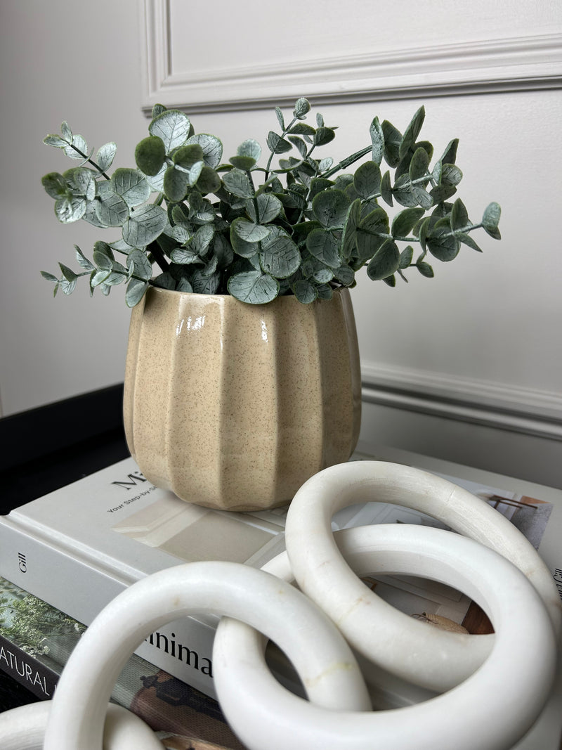 Ribbed Natural Tone Ceramic Plant Pots 4 colours