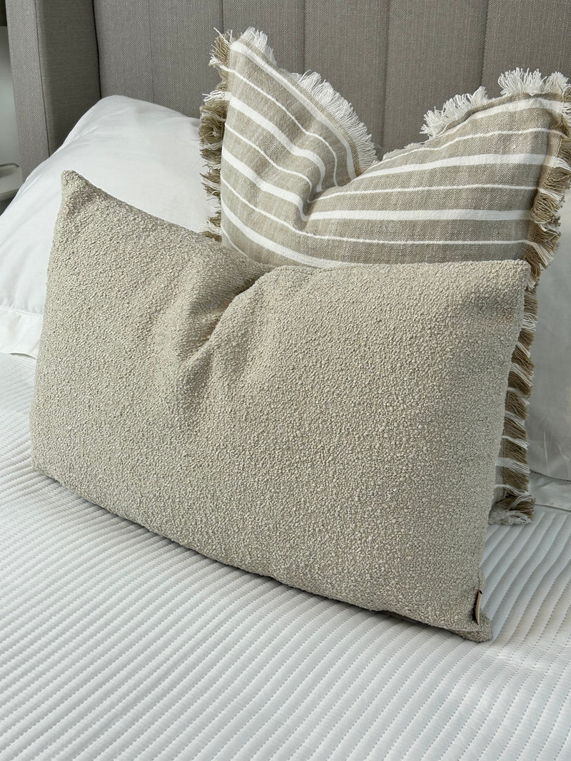 Selene Rectangular Natural Boucle Weave Texture Cushion 40x60cm