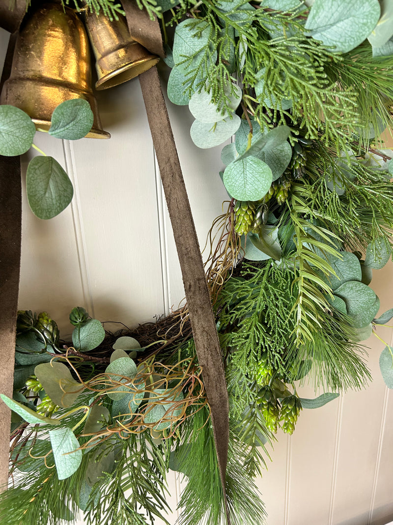 Extra Large Mixed foliage Green leaf & Fir Foliage Wreath 80cm