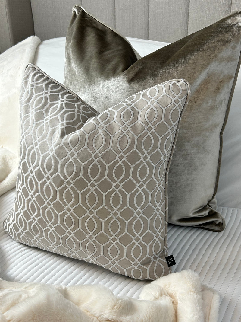 Taupe Skyscraper Geometric Cushion 43cm x 43cm