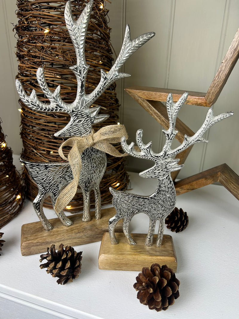 Aluminium Silver Metal Reindeer’s, 2 Sizes