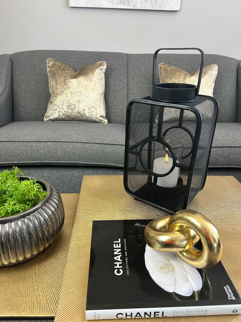 Black Geometric mesh Lantern Candle Holder