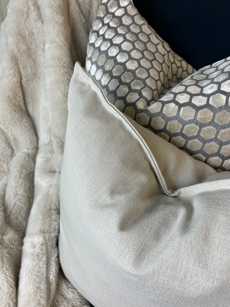 Heavy Linen Natural Mix Feather Filled luxe luxury cushion 45cm