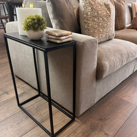 Black Hammered rectangular metal side sofa table, 3 sizes