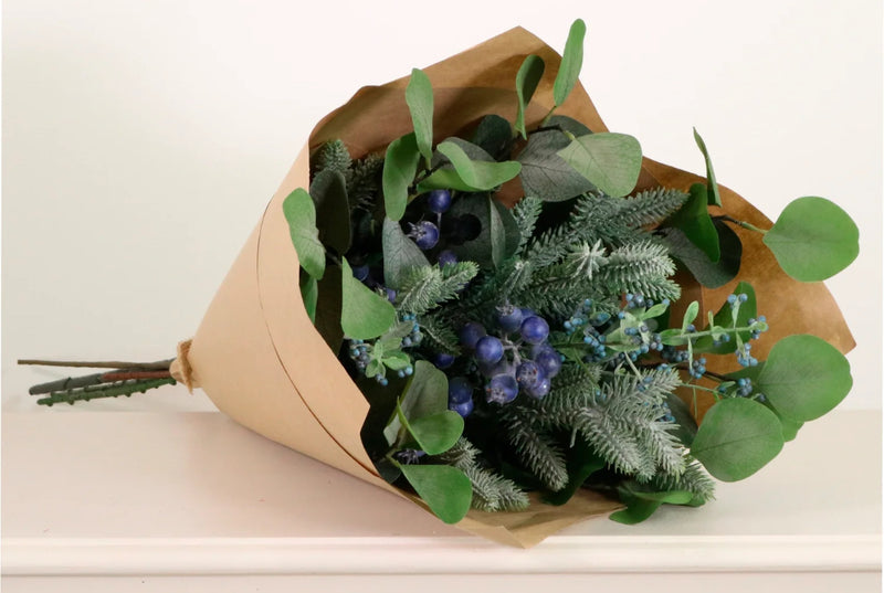 Festive Green eucalyptus foliage and berry arrangement 70cm