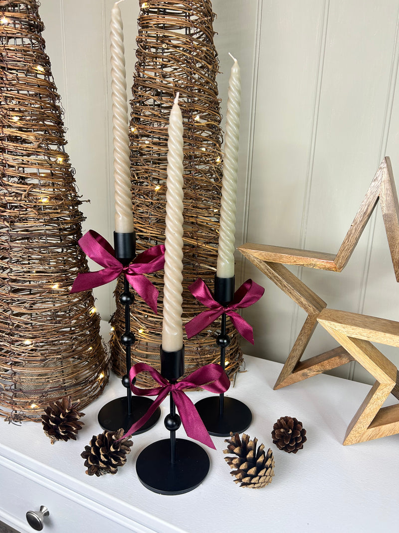 Bobble Black Metal Candlesticks, 3 Sizes