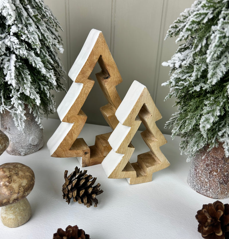Chunky Standing Wooden Outline Christmas Tree, 2 Sizes