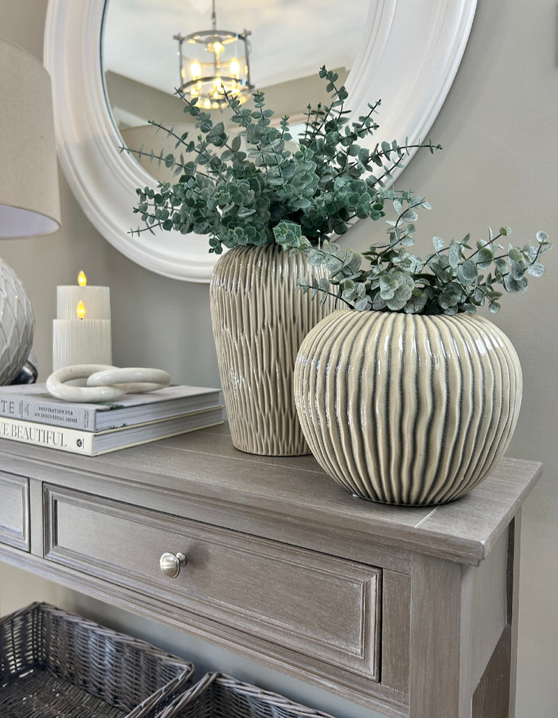 Meysey green natural rustic stone vase