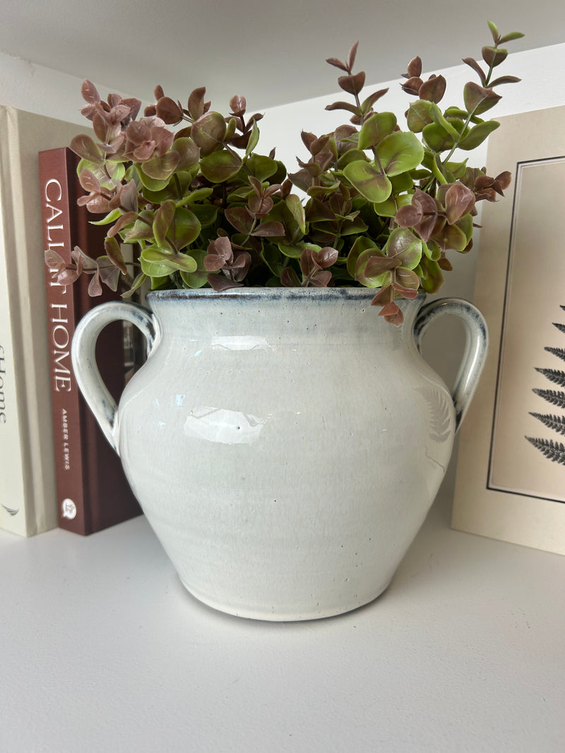 Double handled rustic glaze vase