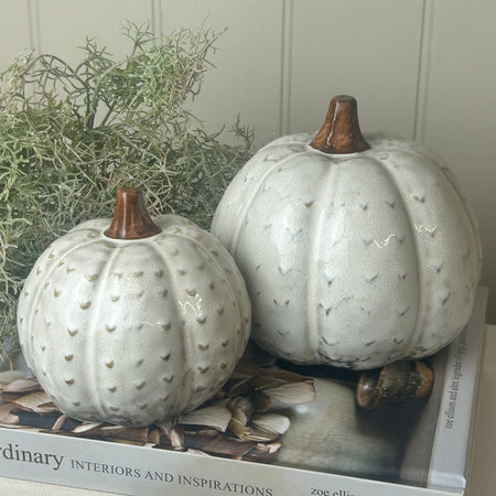 Patterned textured ceramic autum Halloween pumpkin 2 sizes