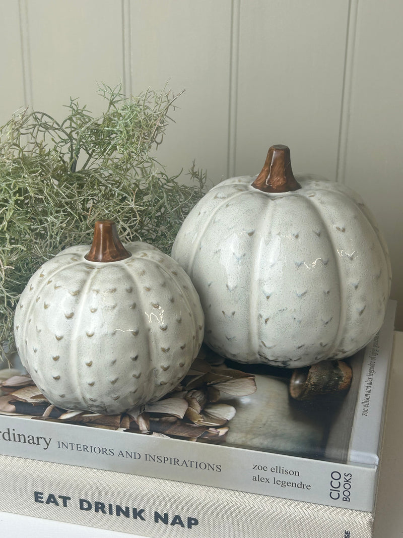 Patterned textured ceramic autum Halloween pumpkin 2 sizes