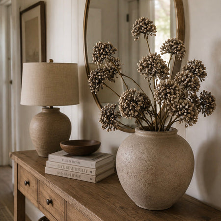 Brown allium seeded autumn textured stem spray 60cm