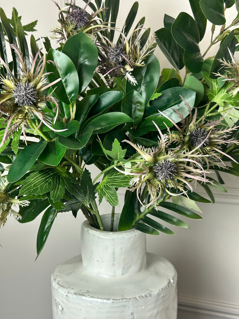 Store seconds Green purple thistle fern tropical arrangement