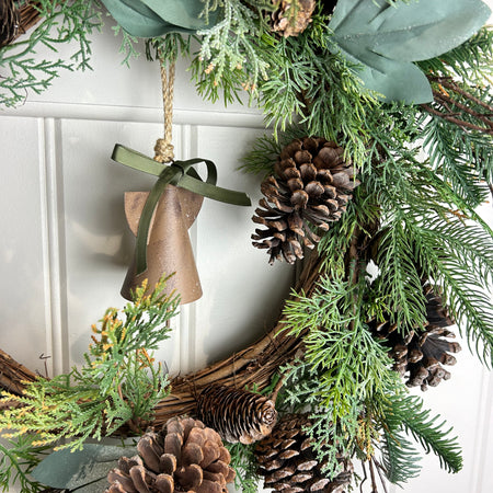 Hanging rustic Metal angel bell hanger