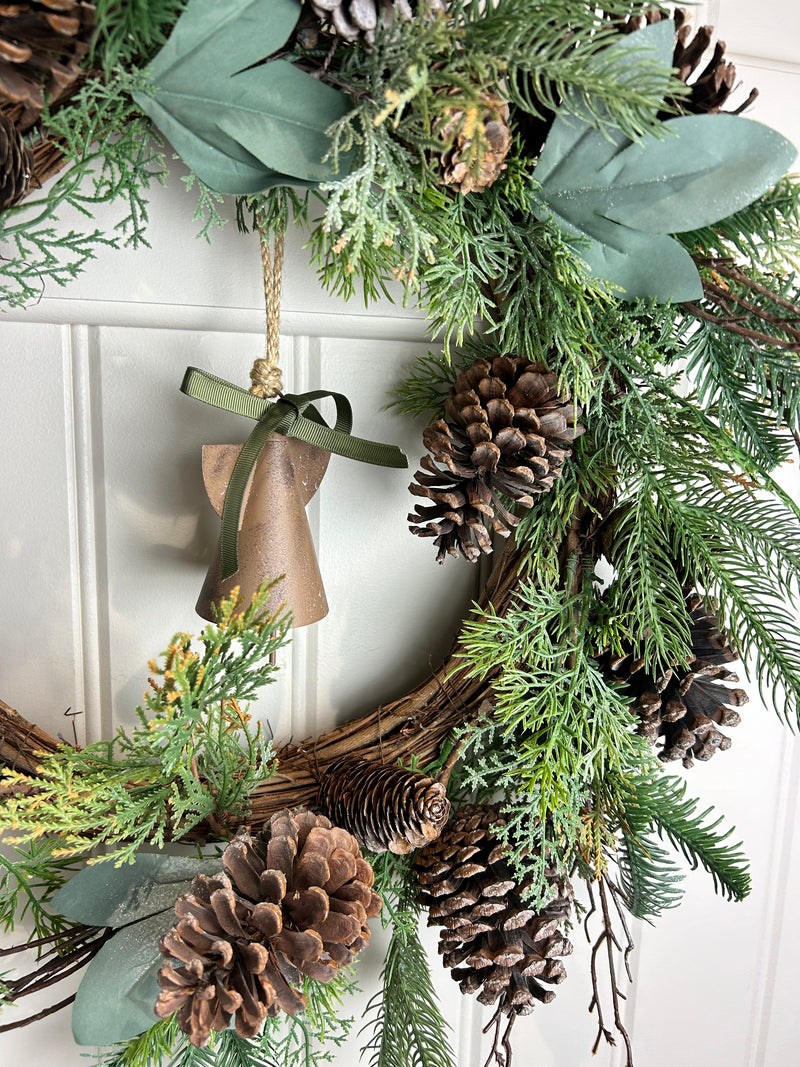 Hanging rustic Metal angel bell hanger