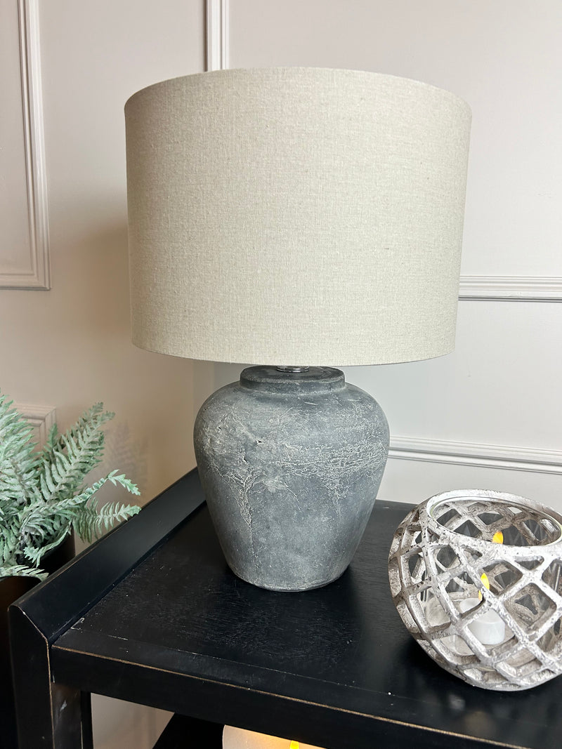 Amalfi Dark Grey Table Lamp With Linen Shade