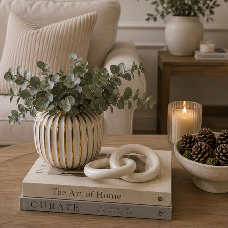 White gold pleated lined squat vase