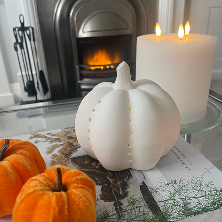 Large ceramic LED Halloween pumpkin
