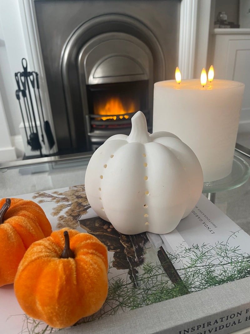 Large ceramic LED Halloween pumpkin