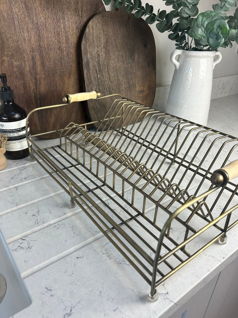 Antique brass Brompton dish plate rack