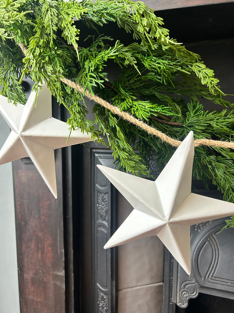 Matt White large Star Garland 135cm