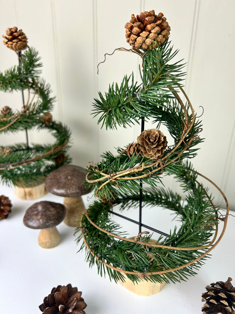 Spiral Pinecone Tree on Wooden Base 32cm