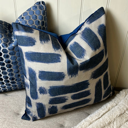 Kentish Navy Blue Patterned Cushion