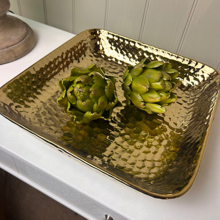 Gold hammered dimple bowl dish tray 29cm