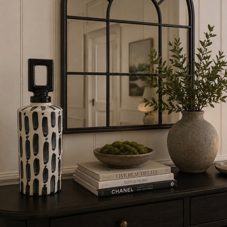 Black white modern jar with lid