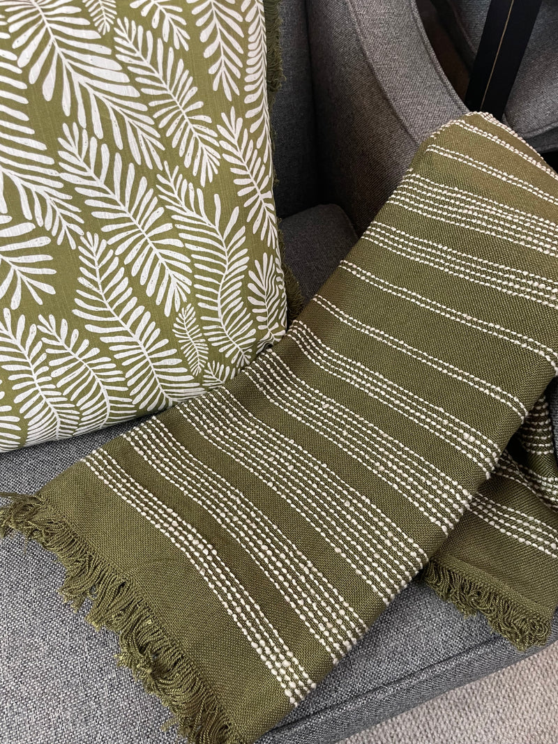 Jour woven throw olive green