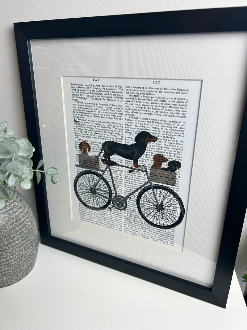 Dogs on tandem bike 34x30cm