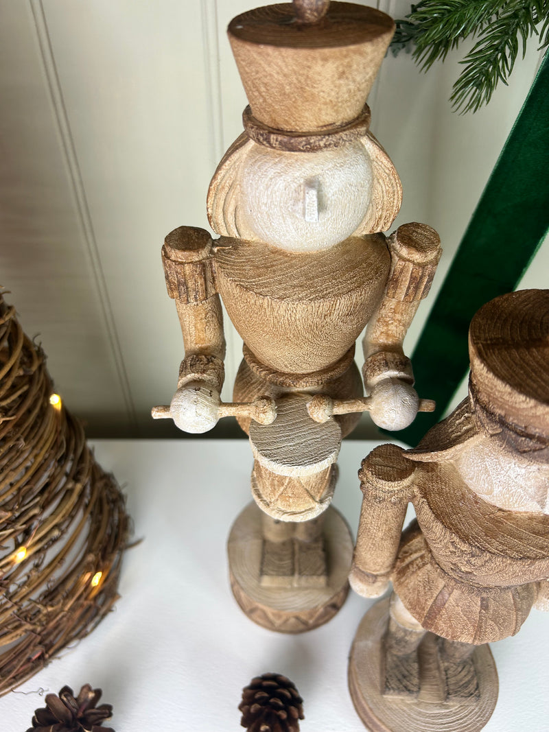 Wood look tall traditional Nutcracker ornament decoration 2 styles