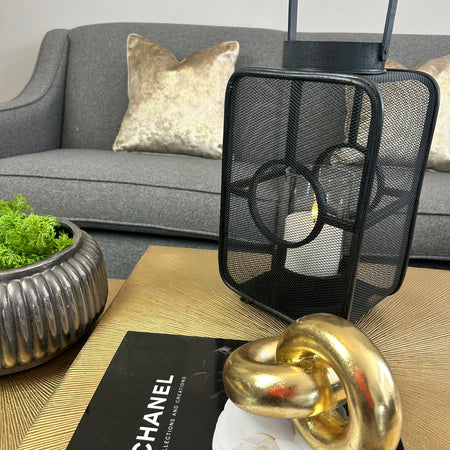 Black Geometric mesh Lantern Candle Holder