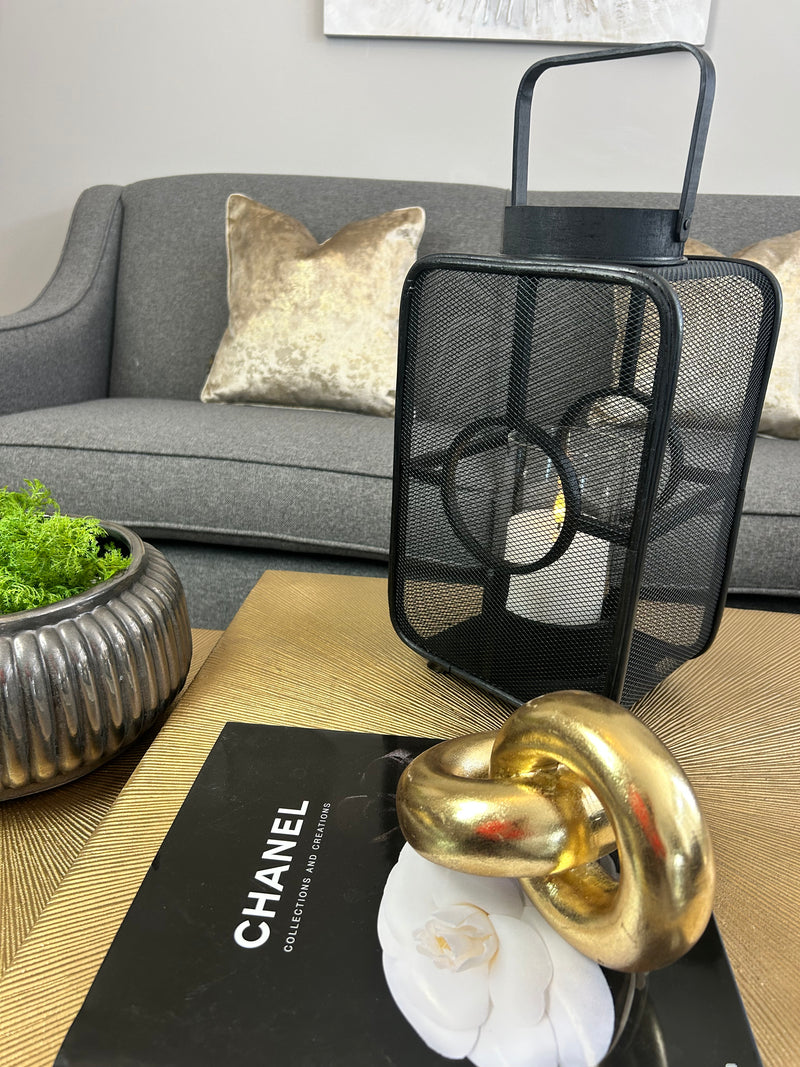 Black Geometric mesh Lantern Candle Holder