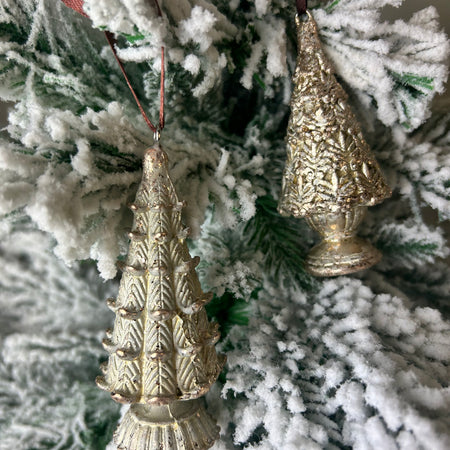 Gold hanging etched Christmas tree 10cm mixed