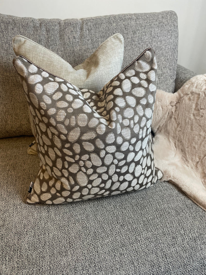 Taupe bronze champagne pebble textured cushion 43cm