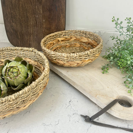 Bayford two tone woven wicker grass bowl 3 sizes