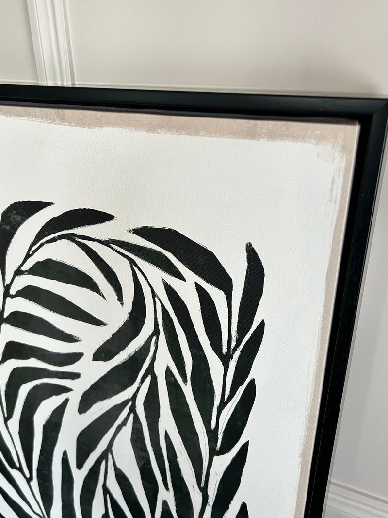 Set of two modern black and white leaf prints