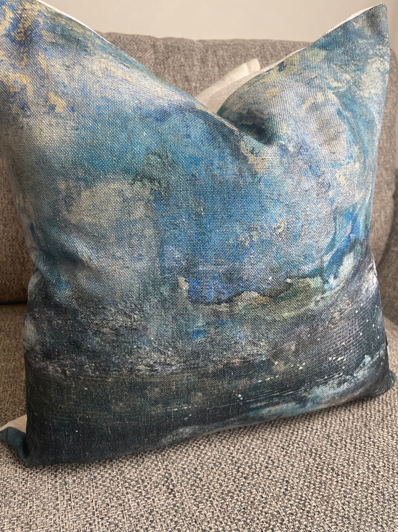 Blues abstract scene cushion