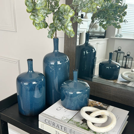 Blue vormark bottle neck vases 3 sizes