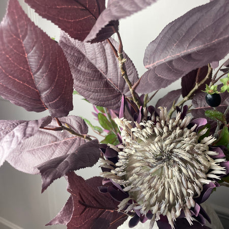 Purple plum aubergine leaf prunus stem