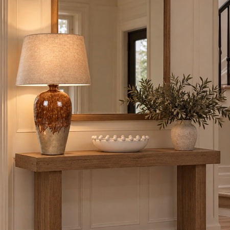 Brown stone ombre lamp with shade