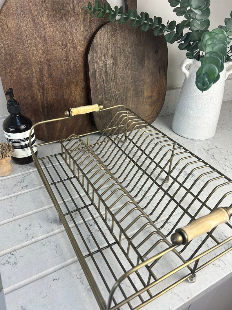 Antique brass Brompton dish plate rack